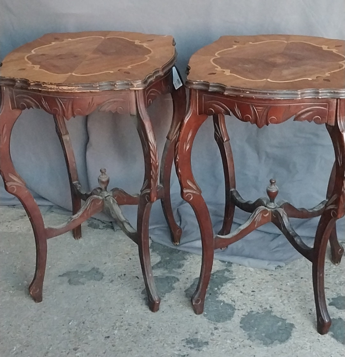 PAIR OF INLAID AMERICAN LOUIS XV STYLE TABLES