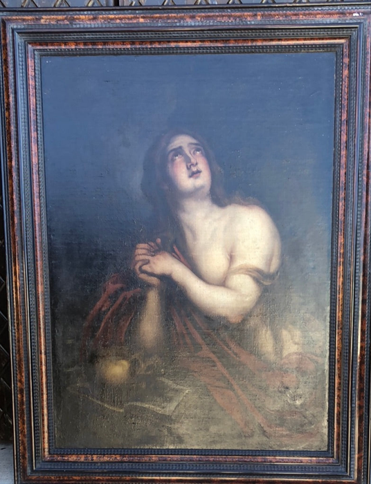 LARGE 18TH CENTURY MARY MAGDALENE OIL PAINTING ON CANVAS IN 20TH C, FRAME