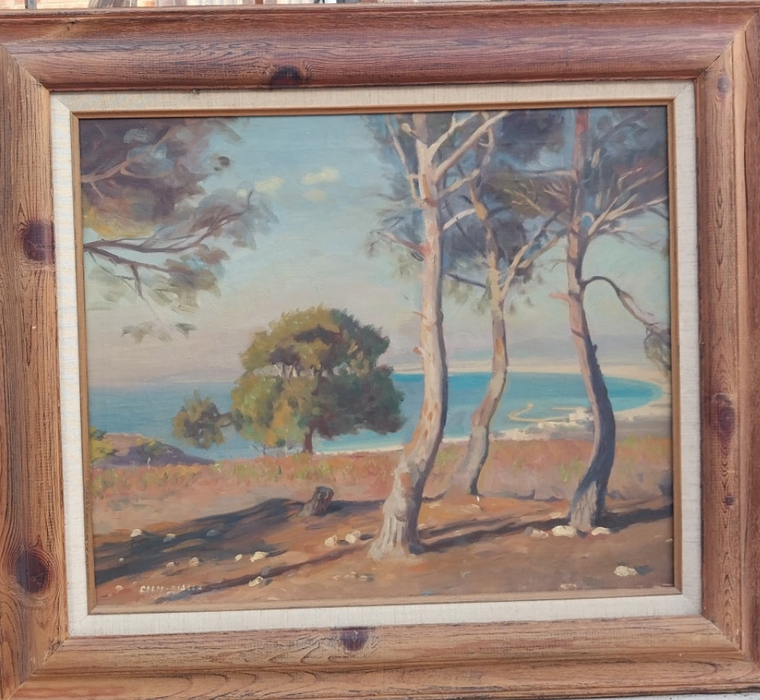 MID CENTURY CALIFORNIA LANDSCAPE OIL PAINTING