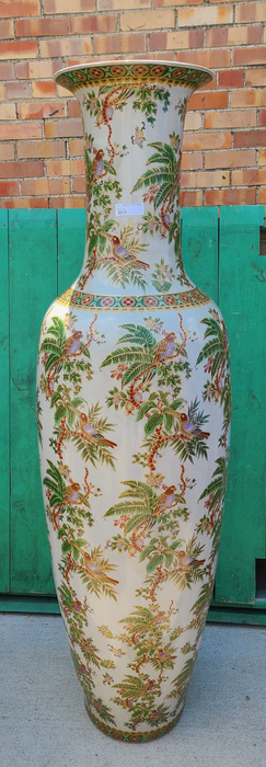 TALL TEMPLE URN WITH BIRDS