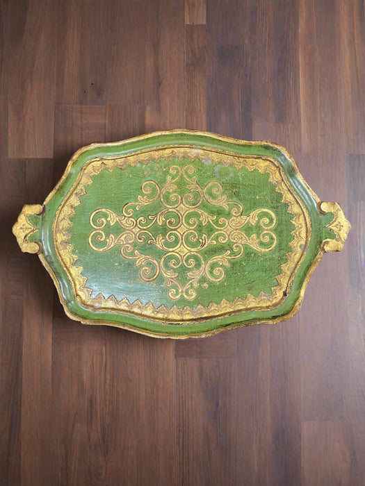 GREEN AND GOLD FLORENTINE TRAY