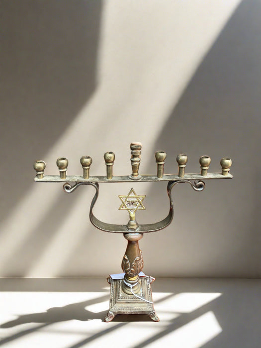 BRONZE MENORA AS FOUND