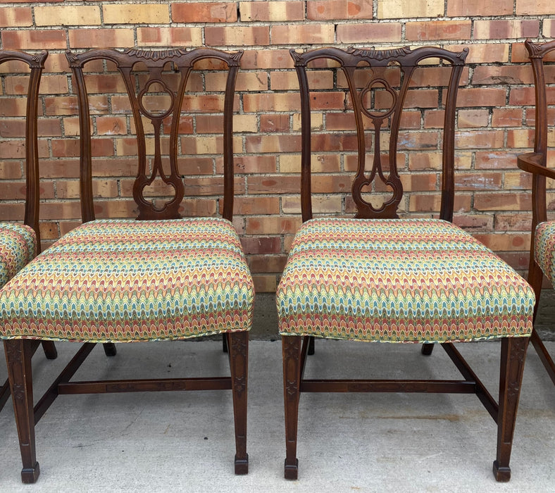 SET OF 6 MAHOGANY CHIPPENDALE DINING CHAIRS-1 WITH ARMS