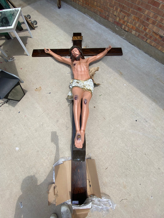 HUGE CRUXIFIX WITH WOOD CROSS AND SYNTHETIC CORPUS