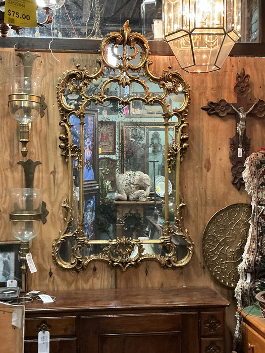 LOUIS XV ORNATE GILT WOOD MIRROR AS FOUND