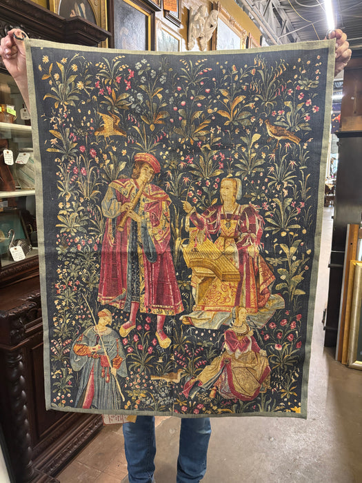 SMALL VINTAGE TAPESTRY WITH MUSICIANS