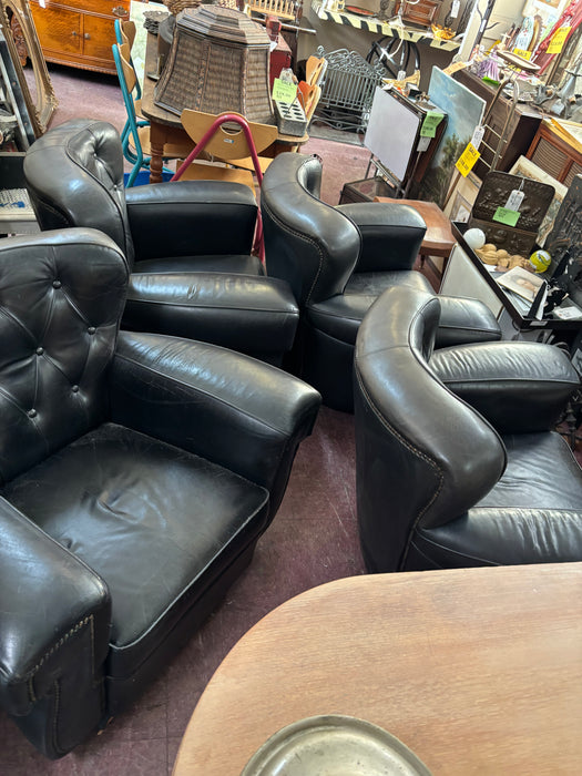 PAIR OF LEATHER UPHOLSTERED CLUB CHAIRS