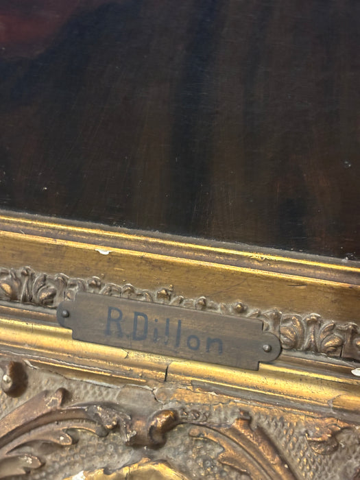 ORNATE GOLD FRAMED 19TH CENTURY VAGABOND OIL PAINTING - BY R. DILLION