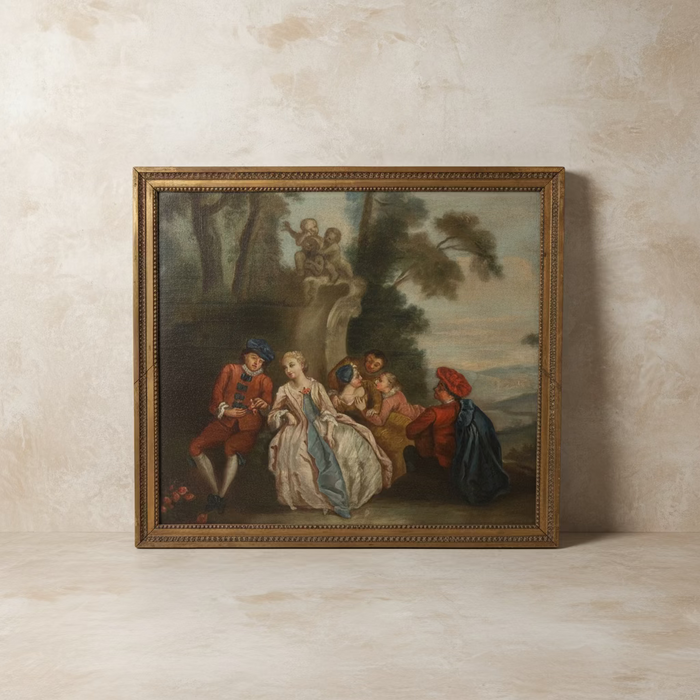 18TH CENTURY RELINED SCHOOL OF BOUCHER OIL PAINTING ON CANVAS