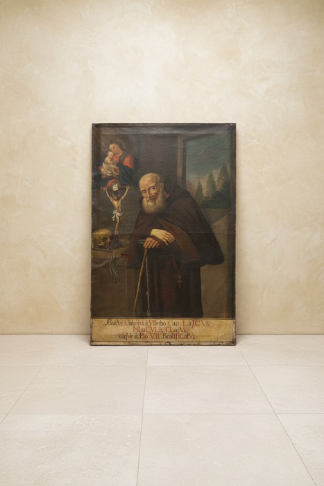 PAIR OF LARGE UNFRAMED SAINT OIL PAINTINGS