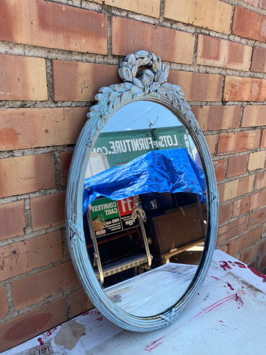 SMALL OVAL VINTAGE FRENCH PLASTIC MIRROR