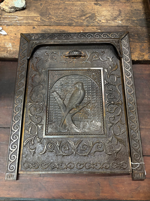 CAST IRON EMBOSSED PARROT FIREFRONT