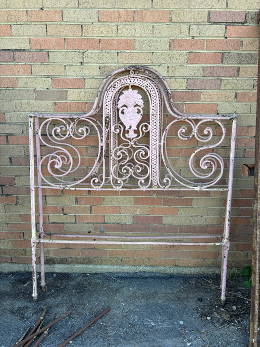 CAST IRON PINK FLORAL BED FOR GARDEN - AS FOUND