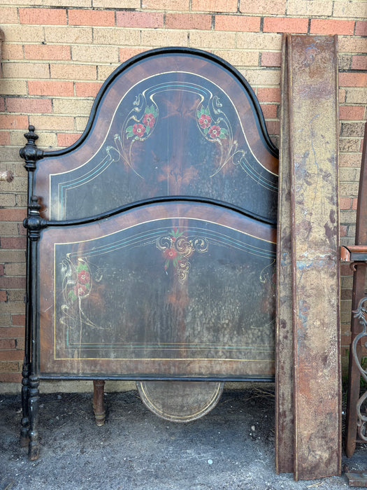GERMAN TOLE PAINTED ART NOUVEAU BED