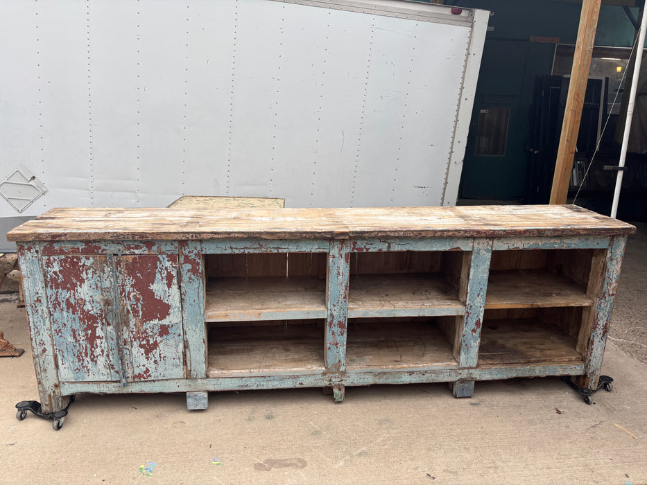 BLUE PAINTED WORK COUNTER