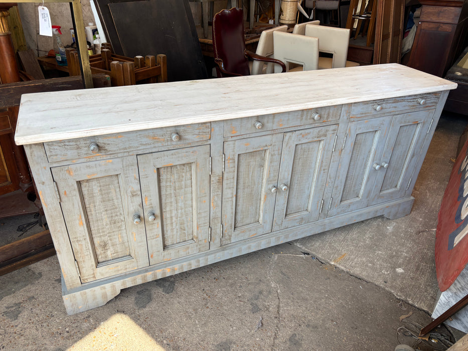 SHALLOW GRAY AND WHITE PAINTED SIDEBOARD