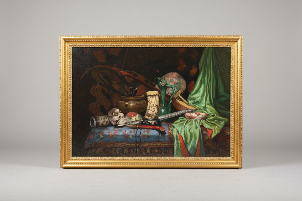 GILT FRAMED STILL LIFE OIL PAINTING ON CANVAS - BY JULES PAUL ERNEST 1833 - 1905