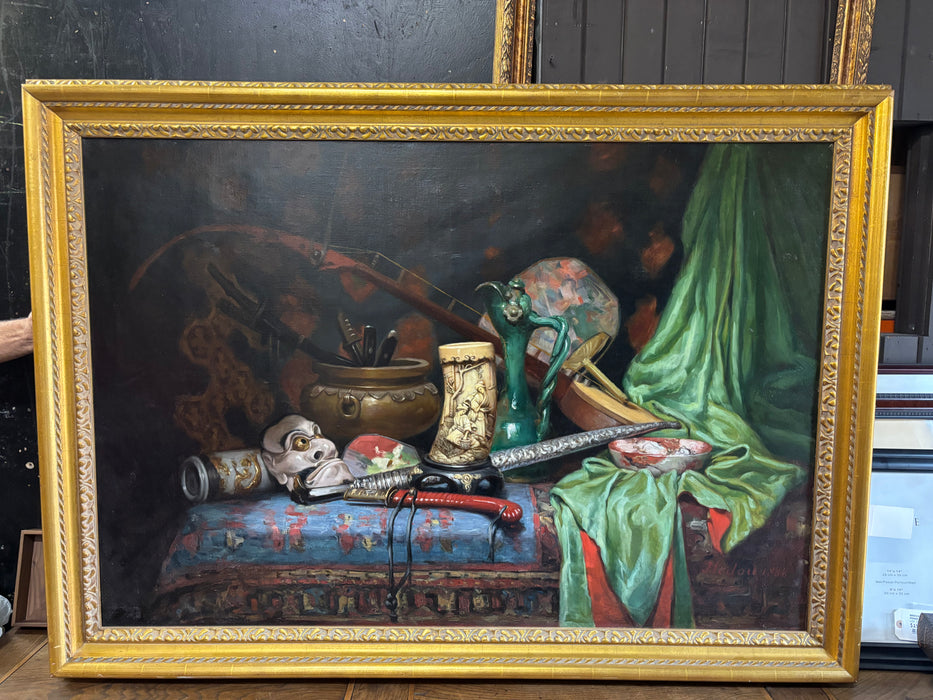 GILT FRAMED STILL LIFE OIL PAINTING ON CANVAS - BY JULES PAUL ERNEST 1833 - 1905