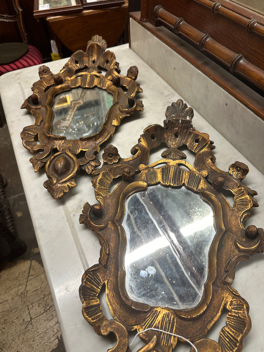 PAIR OF GILT BAROQUE CARVED ITALIAN MIRRORS