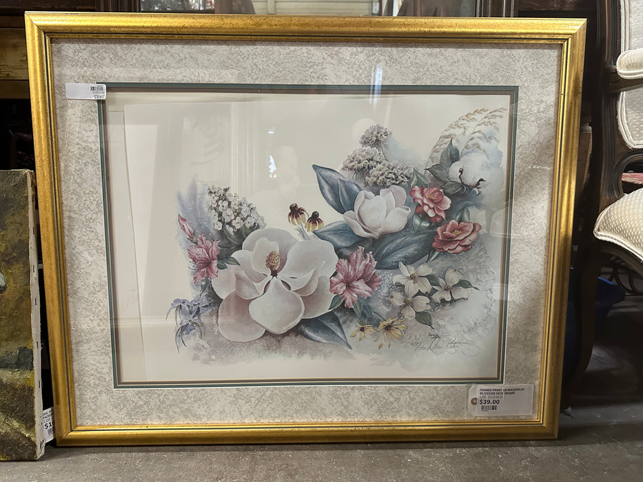 SIGNED PRINT OF MAGNOLIA BLOSSOM NICE FRAME