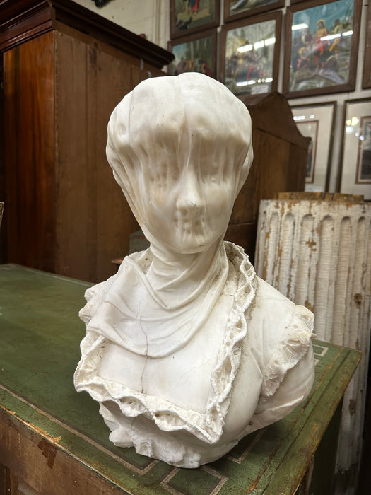 MARBLE BUST OF SHROUDED WOMAN