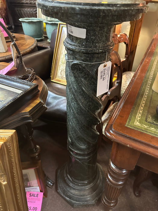 GREEN MARBLE TWIST CARVED PEDESTAL