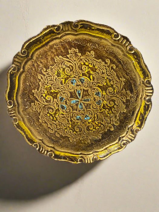 SMALL FLORENTINE TRAY GOLD, YELLOW AND BLUE