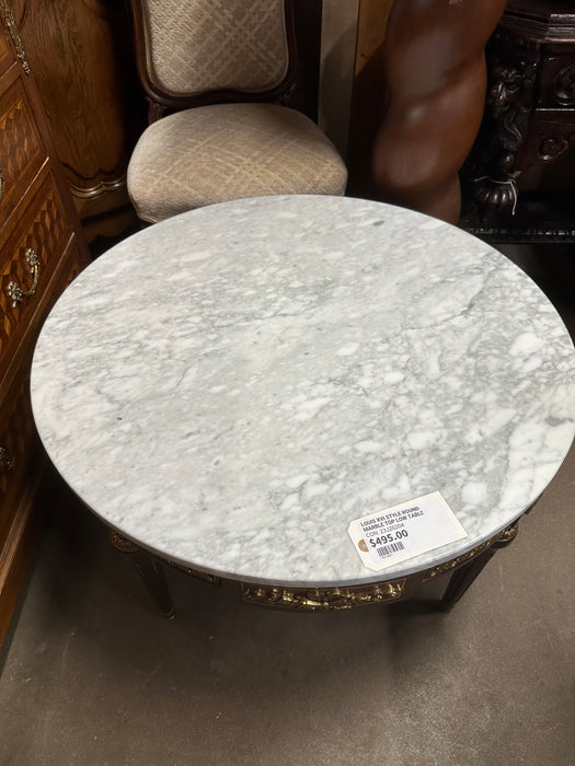 LOUIS XVI STYLE ROUND MARBLE TOP LOW TABLE