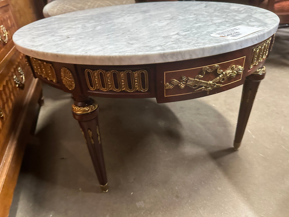 LOUIS XVI STYLE ROUND MARBLE TOP LOW TABLE