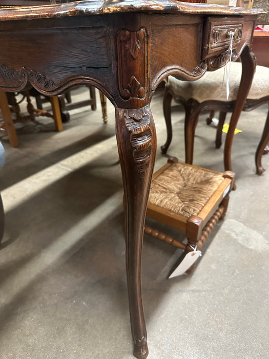 FRENCH OAK LIBRARY TABLE WITH CABRIOLE LEGS