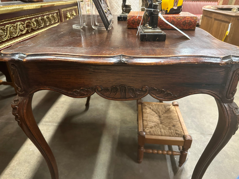 FRENCH OAK LIBRARY TABLE WITH CABRIOLE LEGS
