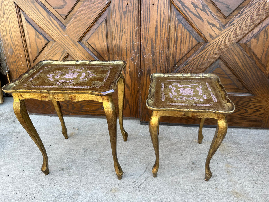 SET OF 2 GILT FLORENTINE NESTING TABLES