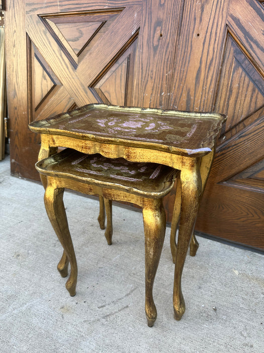 SET OF 2 GILT FLORENTINE NESTING TABLES