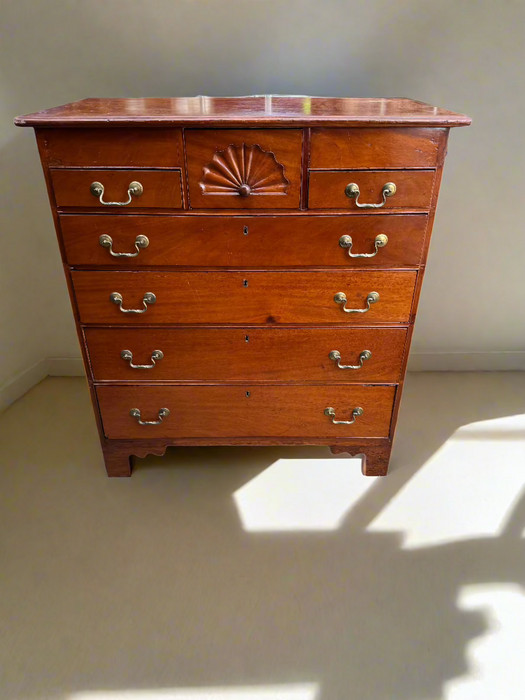 7 DRAWER CHEST WITH SHELL CARVED CENTER DRAWER