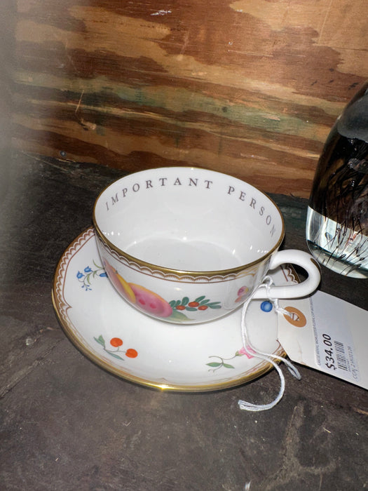 LARGE ROYAL WORCESTER FLORAL CUP AND SAUCER IN BOX