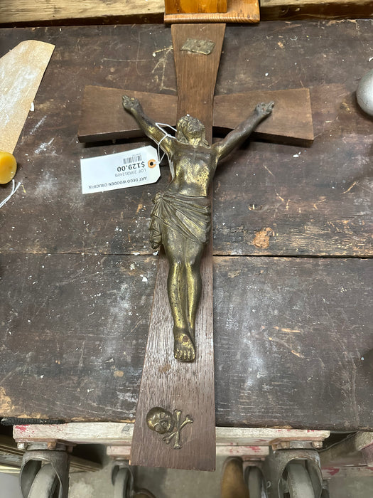 ART DECO WOODEN CRUCIFIX