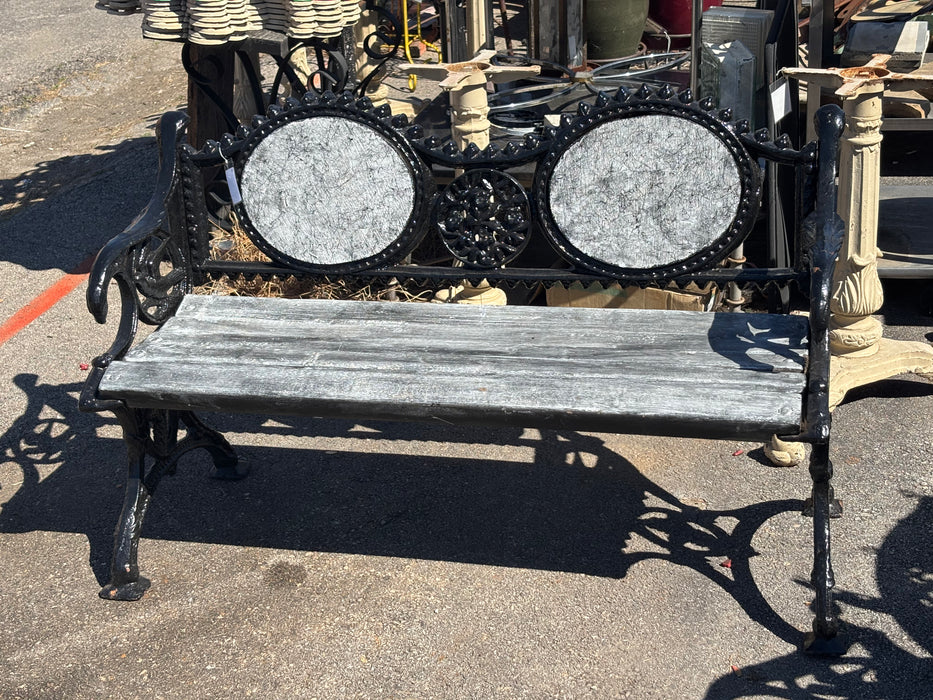 GREY CRACKLE IRON PARK BENCH FROM PARIS
