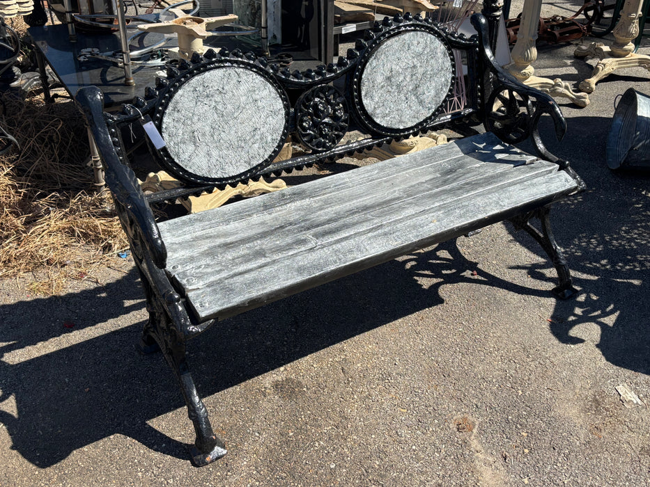 GREY CRACKLE IRON PARK BENCH FROM PARIS