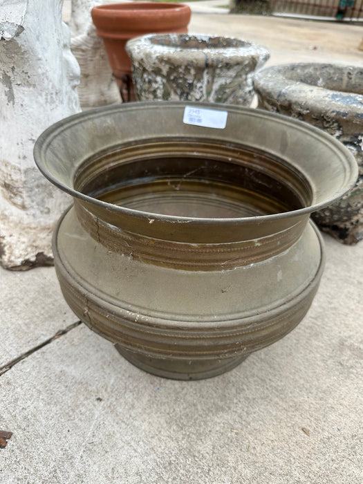 LARGE ROUND BRASS PLANTER