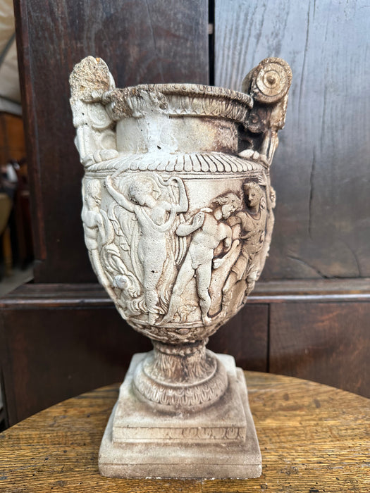 CEMENT VASE WITH DETAILED  CLASSICAL FIGURES