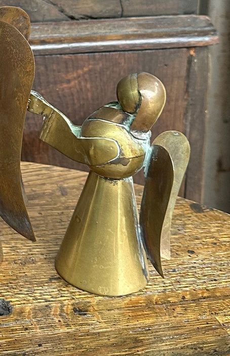 SMALL  COPPER ANGEL CANDLEHOLDER AS FOUND