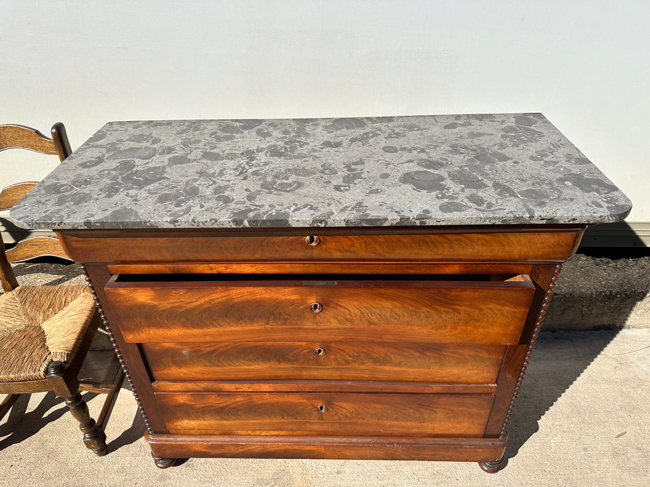 GREY MARBLE TOP LOUIS PHILIPPE CHEST