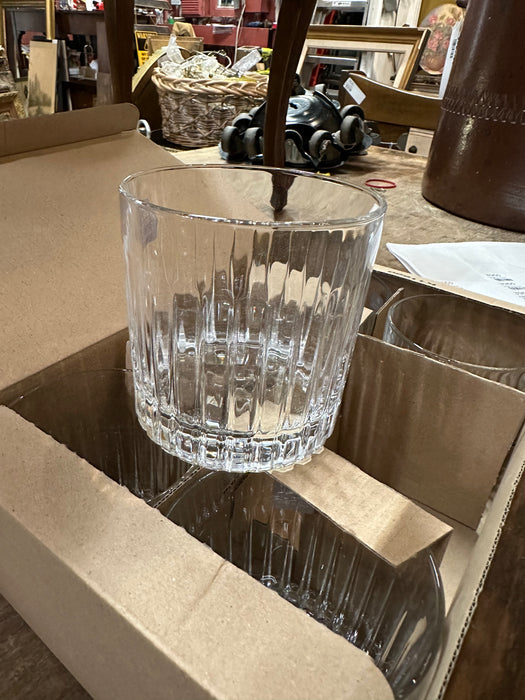 SET OF 6 ITALIAN CRYSTAL FLUTED ROCKS GLASSES