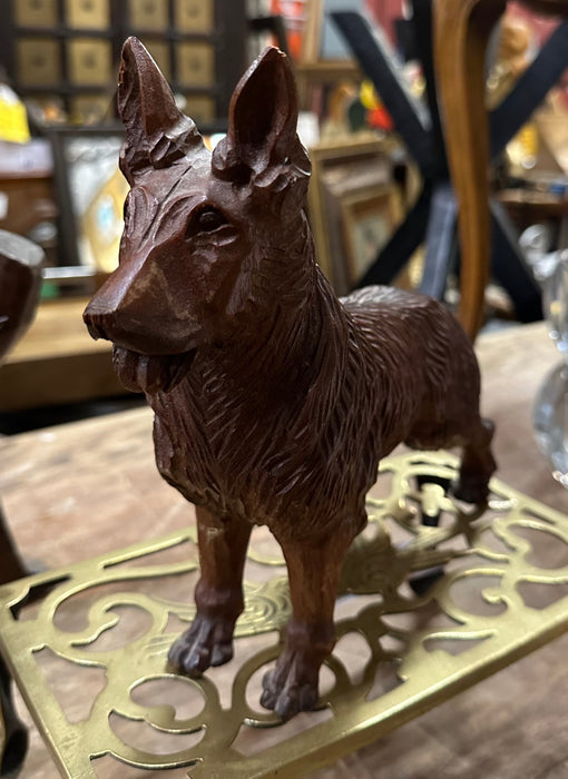 BLACK FOREST STYLE CARVED WOOD GERMAN SHEPARD