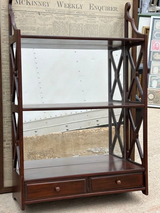 MIRRORED BACK HANGING WALL SHELVE WITH DRAWER