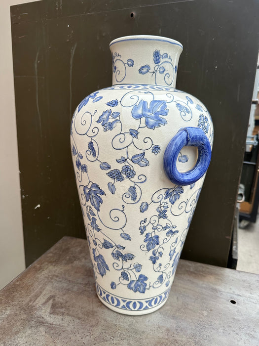 TALL BLUE AND WHITE VASE
