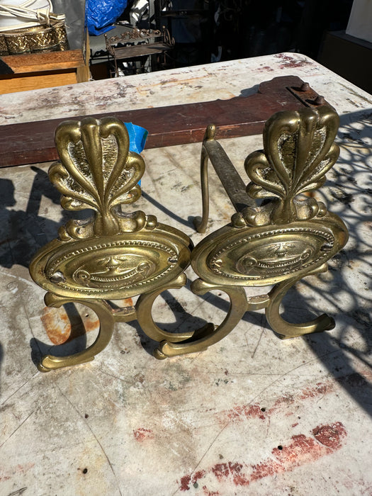 PAIR OF SMALL BRASS ADIRONS