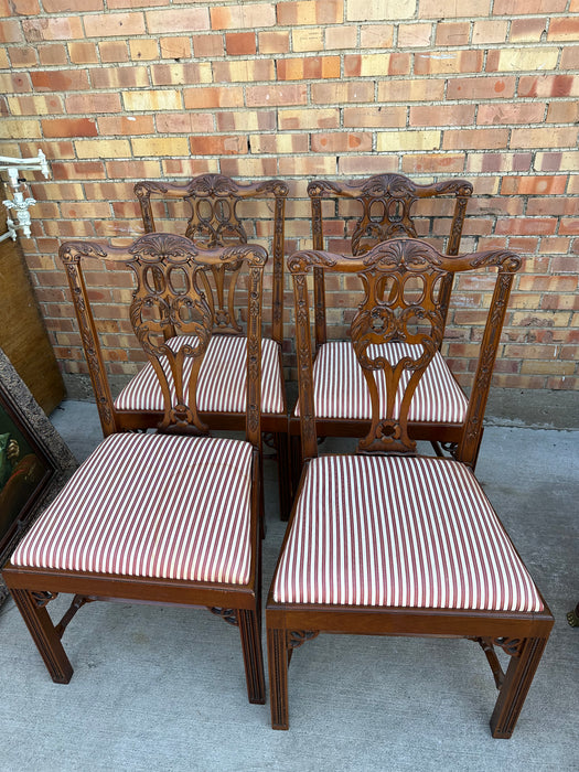 SET OF 4 CHINESE CHIPPENDALE MAHOGANY CHAIRS