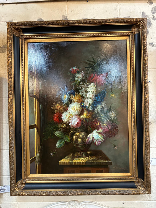 LARGE FLORALSTILL LIFE OIL PAINTING