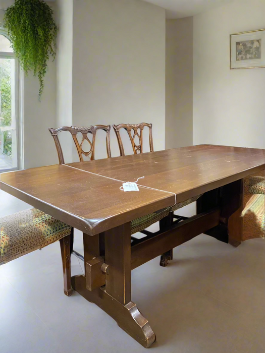 DARK OAK TRESTLE TABLE